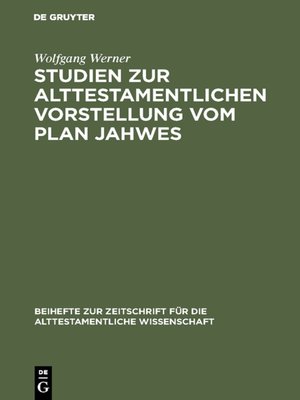 cover image of Studien zur alttestamentlichen Vorstellung vom Plan Jahwes